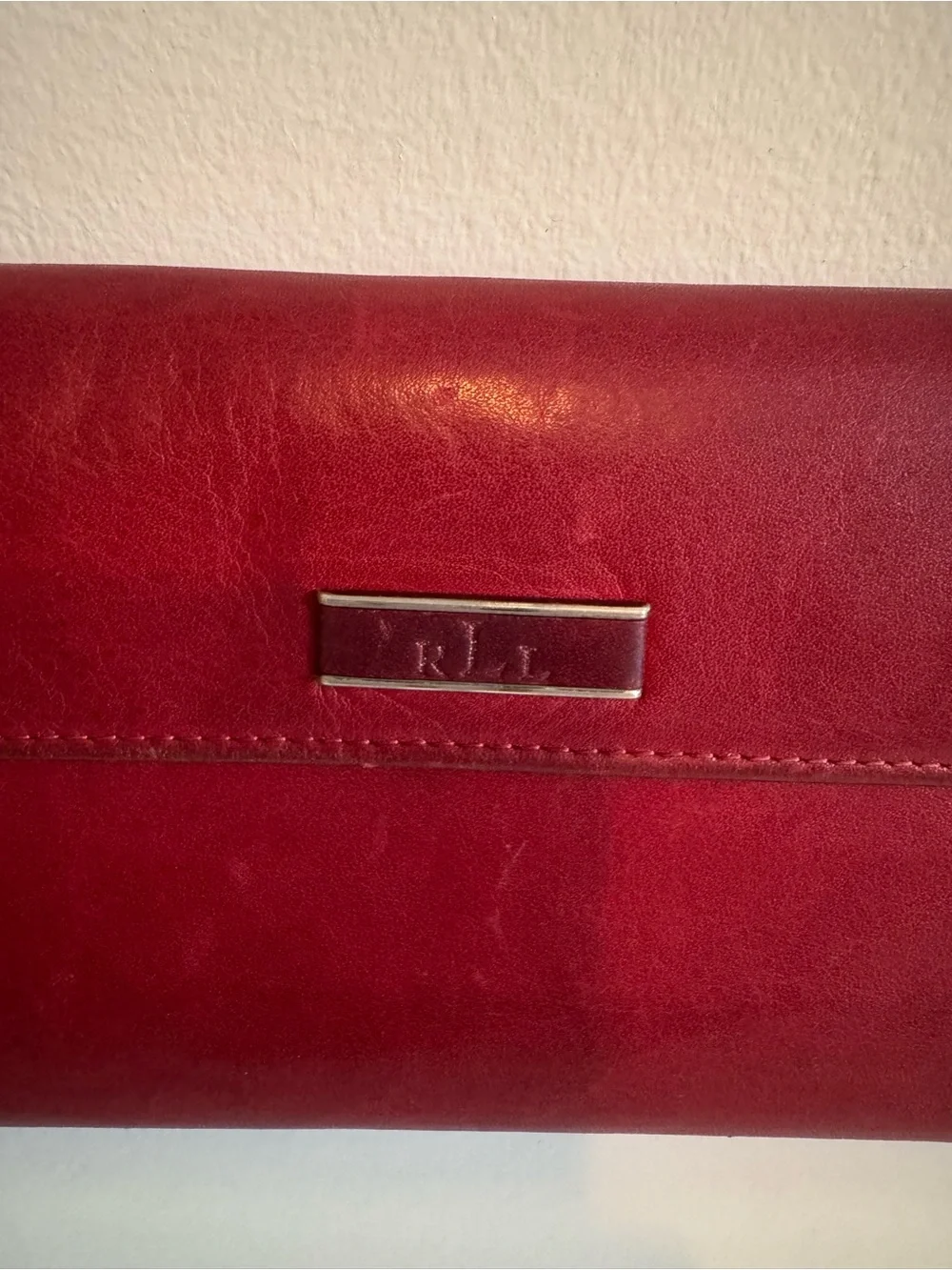 Ralph Lauren Burgundy Leather Flap Clutch